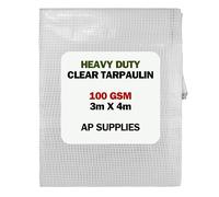 AP Supplies Waterproof Tarpaulin 3m x 4m, Clear 100gsm Medium Duty | M-Grade Tarp Sheet Cover & Groundsheet, 12mm Eyelets Every 1m, Hemmed Edges, Lets Light Through