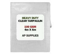AP Supplies Waterproof Tarpaulin 4m x 6m, Clear 100gsm Medium Duty | M-Grade Tarp Sheet Cover & Groundsheet, 12mm Eyelets Every 1m, Hemmed Edges, Lets Light Through