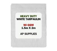 AP Supplies White Tarpaulin 90gsm, M-Grade, 1.5m x 2m