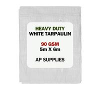AP Supplies White Tarpaulin 90gsm, M-Grade, 5m x 6m