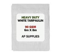 AP Supplies White Tarpaulin 90gsm, M-Grade, 6m x 8m