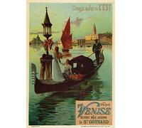 AP132 Vintage French Paris Venice Eastern Railway Train Advertising Poster Re-Print - A4 (297 x 210mm) 11.7" x 8.3"