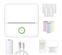 APAAZO Doodle Dash Printer, Portable Notebuddy Mini Printer, Portable Mini Printer Myminiprinter, Mini Note Buddy Printer, Bluetooth Inkless Sticker Printer (White Suit)