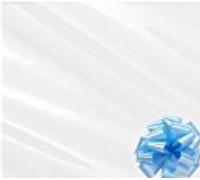 Apac 3m x 80cm Clear Cellophane Wrap & Blue Pull bow cut off large roll and folded for postage
