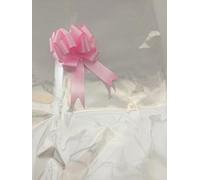 Apac 3m x 80cm Clear Cellophane Wrap & pink Pull bow cut off large roll and folded for postage
