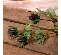 Apac Artificial Thistle Purple Spray | Pack of 2 | Thistle Bud Artificial Faux Silk Flower with 3 Heads | Artificial Flower for Vase Display, Home, Wedding, Restaurant, Photography Decorations