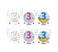 Apac Assorted Designs 3rd Birthday Badge (Pack of 6) Apac Multicolor