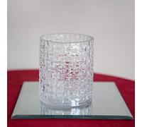 Apac Clear Glass Strippled Hurricane Vase Tea Light Candle Holder Wedding Table Decor (10cm)