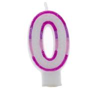 Apac Number 0 Glitter Candles (Pack of 6) in Pink Apac Pink