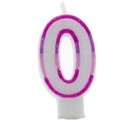 Apac Number 0 Glitter Candles (Pack Of 6) Pink/white (One Size)