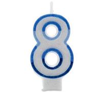Apac Number 8 Glitter Candles (Pack Of 6) Blue/white (One Size)