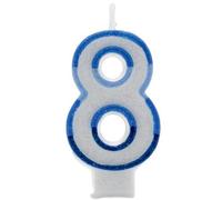 Apac Number 8 Glitter Candles (Pack of 6) in Blue Apac Blue