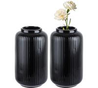 APACALI 2 Pack Ceramic Vase, 20cm / 7.8Inch Black Vases for Flowers, Flower Vases for Living Room Bedroom Dining Table Office Home Decor