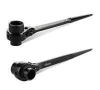 APACALI 2 Pack Ratchet Podger Spanner, 19mm x 24mm Scaffold Spanner with Pointed Tail Handle, for Scaffolding Construction & Site Work, Black