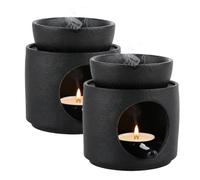 APACALI 2 Pack Wax Melt Burners, Matte Black Oil Burners for Wax Melts, Candle Wax Burner with Tealight Spoon, Ceramic Oil Burner for Home Decor