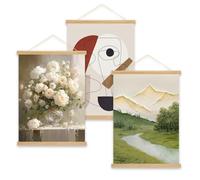 APACALI 3 Pack A2 Magnetic Poster Hanger, 41cm Magnetic Poster Frame, Wooden Poster Hanger for Photo Picture Poster Artwork Home Decor, Pine Wood