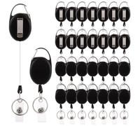 APACALI 30PCS Retractable Badge Holder, Lanyard Retractable with Belt Clip and Key Ring, Extendable Lanyard Clip for ID Card Name Keychain, Black