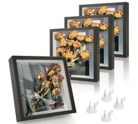 APACALI 4 Pack Shadow Box Frame - 8 x 8 Inch, 20 x 20cm, 3cm Deep, Black