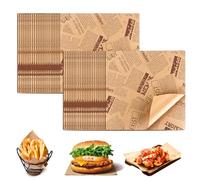 APACALI 400PCS Greaseproof Paper Sheets 25 x 25cm, 9.4 x 9.4 Burger Paper Sheets, Food Wrapping for Sandwich, Hamburgers, Fries, Cake, Brown