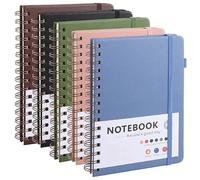 APACALI 5 Pack A5 Spiral Notebook Lined, 200 Pages / 100 Sheets A5 Notebook Spiral Bound, Hardcover Spiral Notebook A5, Spiral Bound Notebook for Diary, Memo, Office Supplies, 5 Colours