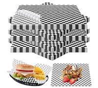 APACALI 500PCS Greaseproof Paper Sheets 30 x 30cm, 11.8 x 11.8 Food Grade Wax Papers Sheets, Food Wrapping Papers for Sandwich, Hamburgers, Fries, Cake Baking, Black & White