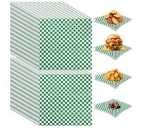APACALI 500PCS Greaseproof Paper Sheets 30 x 30cm, 11.8 x 11.8 Wax Paper for Food, Burger Papers Sheets, Sandwich Wrapping Papers for Burgers, Fries, Cake Baking, Green & White