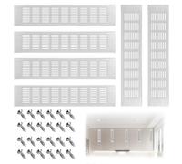 APACALI 6 Pack 80mmx400mm Kitchen Plinth Vent, Aluminum Alloy Silver Air Vent Cover, Silver Plinth Vent with Screws, Silver Vent Grill for Cupboard, Wardrobe, Cabinet Ventilation