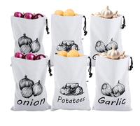 APACALI 6 Pack Potato Bag, Onion Bag & Garlic Bag, 35 x 26cm Potatoes Bags for Storing, Potato Storage Bags with Drawstring & Side Zipper, Vegetable Bags for Pantry Kitchen Refrigerator