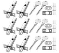APACALI 6 Pairs Dead Bolts with Key, Stainless Steel Internal Door Lock, Door Security Rack Bolt, Mortice Door Bolts for Internal Doors Windows, Enhanced Protection for Doors Windows, Silver