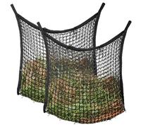 APACALI Pack of 2 Hay Net Hay Bag for Horses, 80 x 90 cm Large Hay Bag, Horse Hay Net with 4 Carabiner Hooks, Hay Net Bag Capacity 10 kg, Black