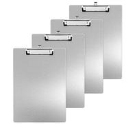 APACALI Pack of 4 Aluminium Clipboards A4 with Rubberised Metal Clamp, Writing Board DIN A4 with Hanging Loose, Pad Holder Clipboard, Aluminium Writing Board for Office, Work, Classroom, Business