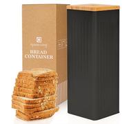 Apace Living FRESHSLICE Bread Container 2.0 | Bread Keeper with Airtight Lid | Metal Bread Box with Bamboo Lid for Homemade Bread, 5 Liter (Classic Black)