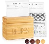 Apace Living Recipe Box with Cards and Dividers by Apace - Vintage Style Wood 4x6 Recipe Holder Card Box - Exclusively from The Premier Collection - Fits 240 Cards (Bamboo)