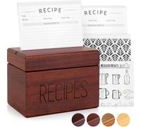 Apace Living Sapele Recipe Box with Cards and Dividers by Apace - Vintage Style Wood 4x6 Recipe Holder Card Box - Exclusively from the Premier Collection - Fits 240 Cards