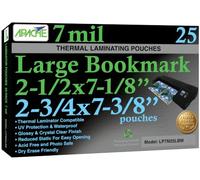 Apache Large Bookmark Laminating Pouches, 7 Mil, 25 Pack, 2-3/4" x 7-3/8"