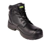 Apache Mens Work Boots | Edmonton Waterproof Safety Shoe | Black UK Size 10 | Recycled Leather | 100% Non Metallic | Composite Toe Cap and Midsole | All Day Comfort