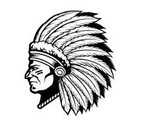 Apache Native American Engraving Stickers 54.6x62.8cm Tattoo Culture Black