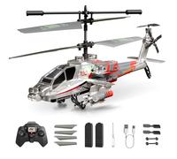 Apache RC Helicopter Toy for Adults, 2.4GHz Remote Control Helicopter Drone with 2 Batteries, LED Lights, One Key Take Off/Landing, Altitude Hold, Indoor Flying Toy Gifts for Kids Boys 8+ Silver