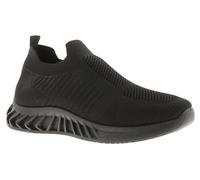 Apache Sky Women's Slip On Work Trainers - Ladies Lightweight Knit Effect Shoes, Black Sporty School, Casual & Everyday Walking Sneakers