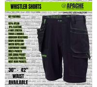 Apache Whistler 4 Way Stretch Shorts - Black (30-42) Cargo Work Slim Fit Shorts