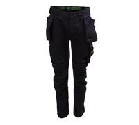 Apache Workwear Bancroft Slim Fit Trouser | Black/Grey Size 29 Leg 42 Waist | Holster Pockets | Twin Velcro Tool Holder | Knee Pad Pockets | 3D Stretch and Cordura Fabric