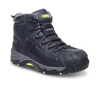 Apache Workwear Men's Mercury Safety Boot | UK Size 6 | Composite Toe Cap and Midsole Protection | Black Leather Non Metallic Shoe | Comfortable Padded Collar and Tongue
