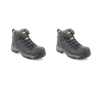 Apache Workwear Men's Mercury Safety Boot | UK Size 9 | Composite Toe Cap and Midsole Protection | Black Leather Non Metallic Shoe | Comfortable Padded Collar and Tongue (Pack of 2)