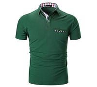 APAELEA Men's Polos Short Sleeve Contrasting Colour T-Shirts Sports Golf Shirts,Green,XXL