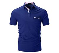 APAELEA Men's Polos Short Sleeve Contrasting Colour T-Shirts Sports Golf Shirts,Marine Blue,S
