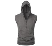 APAELEA Mens Tank Tops Hoodie Sleeveless Gym Workout Accessories Sweatshirt Summer Muscle Shirts Grey Medium
