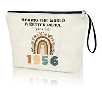 APAKUTA 70th Birthday Gift for Women 1955 Year Gifts Idea Boho Makeup Bag 70-Year-Old Decoration Gifts for Grandma Wife Aunt Friend Cosmetic Bag Organizer Zipper Pouch Gift for Retirement Anniversary