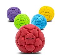 Apallas Hacky Sack and Footbag | No-Bust Stitching for Hard Kicking | 32 Panel Symmetry for Balance Tricks and Stalling | Professionally Hand-Stitched with Suede Material - Pack of 1 (Red)