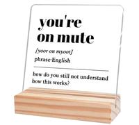 aPamr Funny Office Desk Decor Coworker Gift for Women Men,Cute Office Tabletop Decor,Motivational Office Desk Decor,You're On Mute Definition Office Sign Acrylic Plaque A581