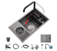 Apartment Villa Company Rest Room Space Saving Above-Counter Kitchen Sink Invisible Hidden Small Embedded Sink with Accessories, Siphon, Cover